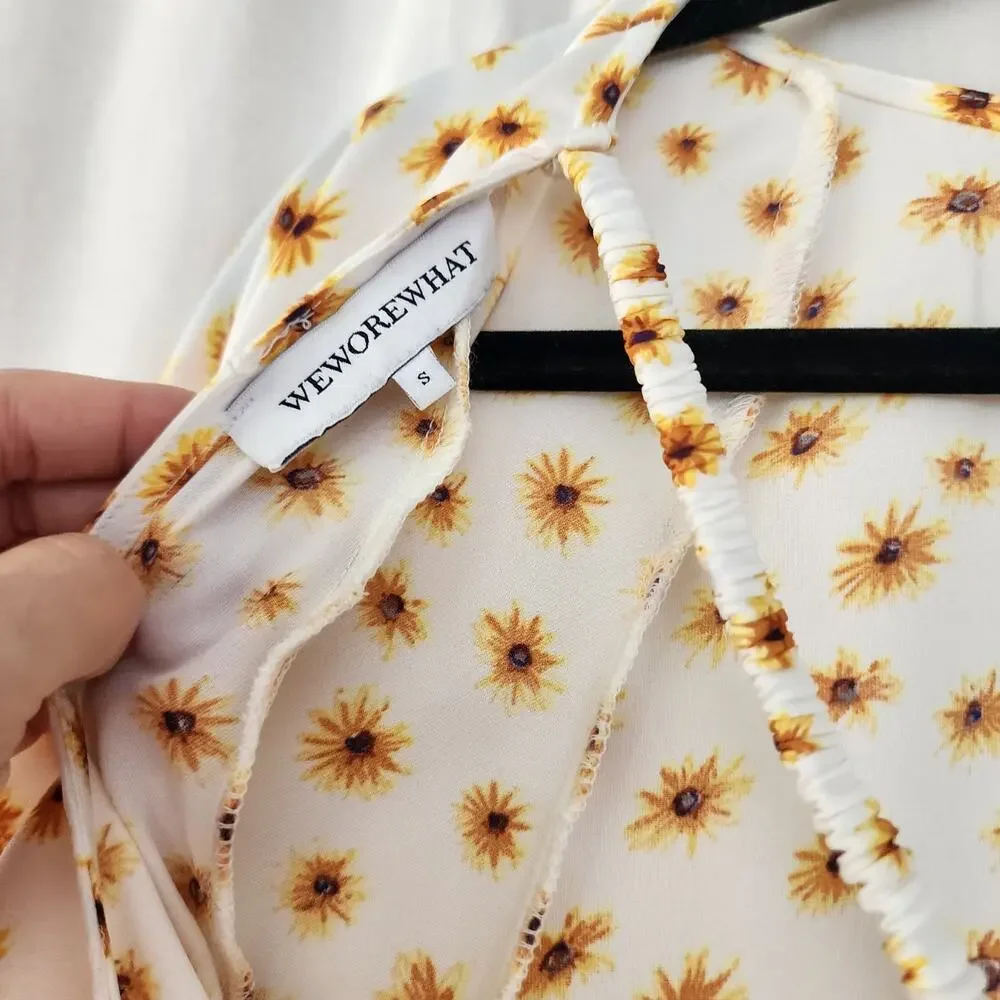 We wore what Onia Billow sleeve ditsy floral crop top sunflower S boho festival - Picture 7 of 8